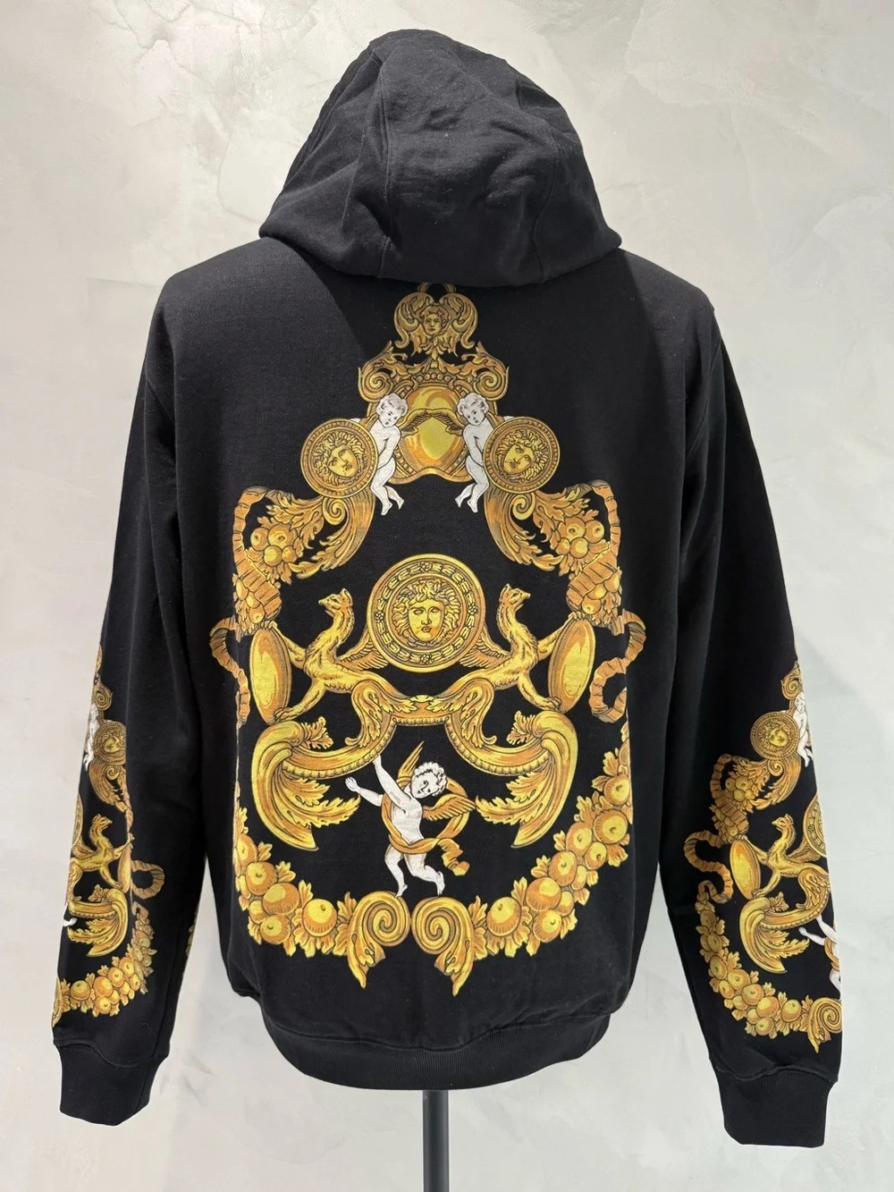 Versace Barocco Print Black Zipper Hoodie Size Medium. Excelent Condition
